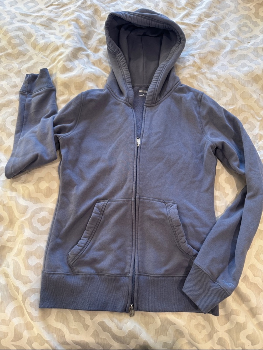 Hollister Women's Slate Blue Full-Zip Hoodie